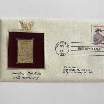 American Red Cross 100th Anniversary Gold Stamp Replica First Day Cover
