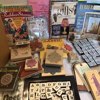 1144 Wooden Stamp Lot & Books