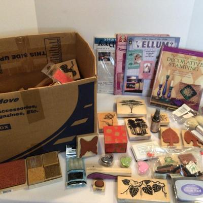 1139 Wooden Stamp Lot & Books