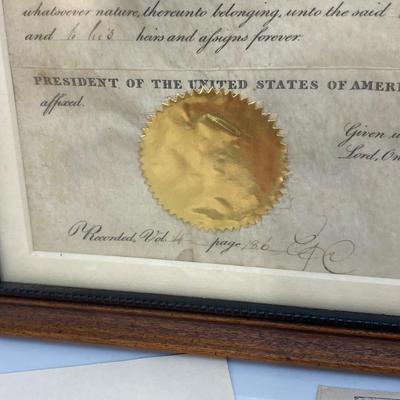 Antique 1831 United States Framed Land Document Missouri Signed by Pres. Andrew Jackson with Photocopy and Transcript