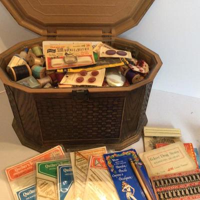 1128 Vintage Sewing Box & Notions