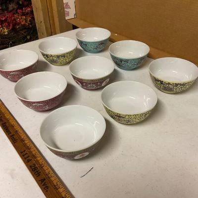 9 Bowls Made In China.