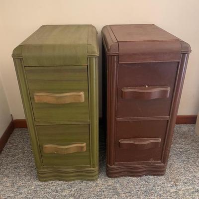 Pair Vintage Vanity Drawer Night Stands