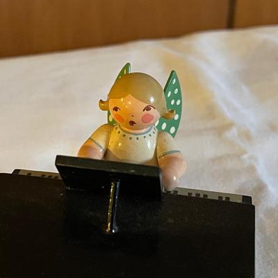 Wooden Angel at Baby Grand Piano