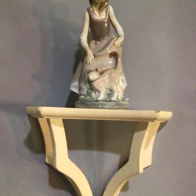 1100 Lladro â€œGirl with Catâ€ & Shelf