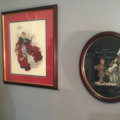 1096 Christmas Needlepoint Framed Art