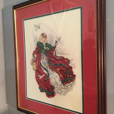 1096 Christmas Needlepoint Framed Art
