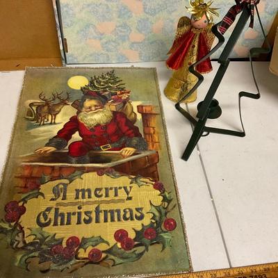 Merry Christmas Tin, Tree Topper And Christmas Tree Candle Holder