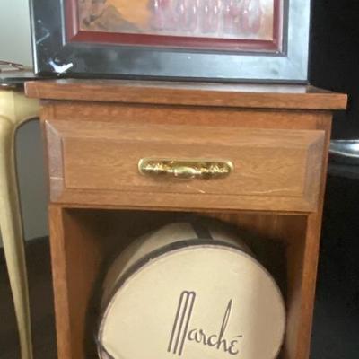 All Girl Rodeo - side table and vintage hat box