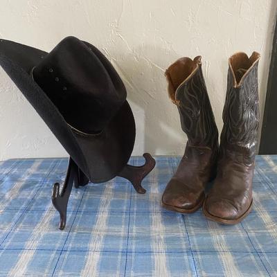 Vintage boots and decor hat