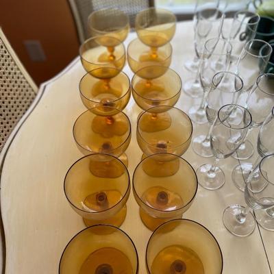MCM amber stemware