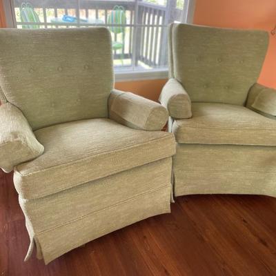 Vintage green swivel arm chairs- set of 2
