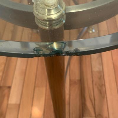 Glass Topped Brass Console Table (2H-KW)