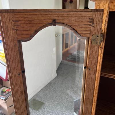 Retro Wooden Display Window Panes Glass Doors Thin Bookshelf Cabinet