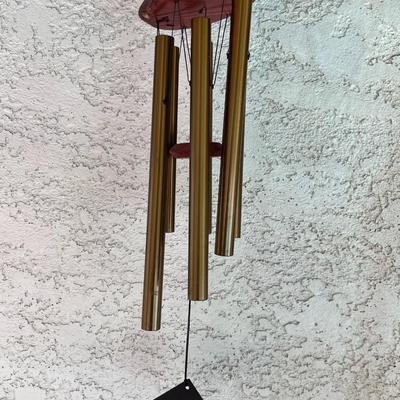 Pair of Gold Tone Metal Brass Hanging Tube Wind Chimes Mother's Day Gift