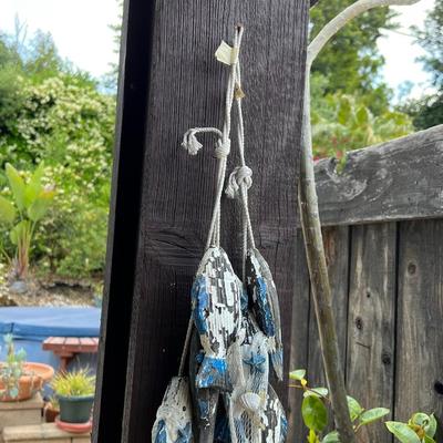 Vintage Blue & White Withered Hanging Nautical Catch of the Day Fish Decor