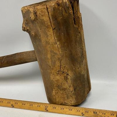 Large Primitive Crude Hand Made Wood Stump Antique Mallet