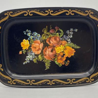 Small Vintage Floral Bouquet Print Trinket Tray Change Dish
