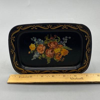 Small Vintage Floral Bouquet Print Trinket Tray Change Dish