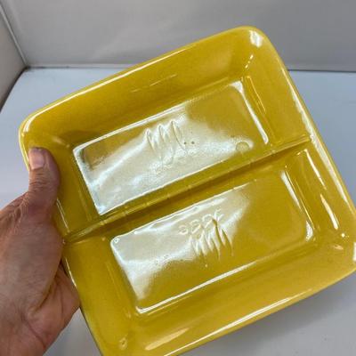 Vintage Divided Square Mustard Yellow Stangl Pottery Dish