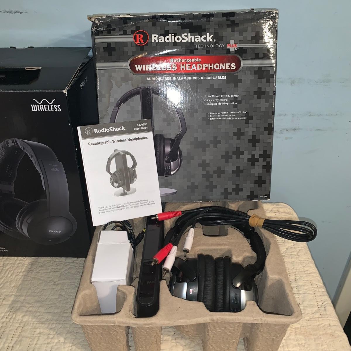 LOT 229R Sony Wireless Headphones, Radio Shack Headphones, Vintage