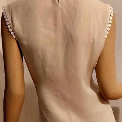 Oscar de la Renta Couture Silk Ruffled Sleeveless Shirt Lace Applique