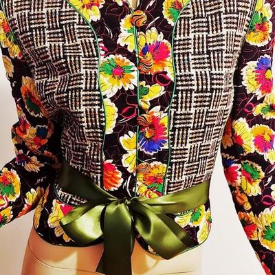 Vtg Carlisle 1960's Silk Floral Jacket /Ribbon British Colonies Hong Kong