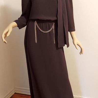 Haute Couture Marc Jacobs Silk Maxi Dress Gold Front Chain Front Tie Harrods London