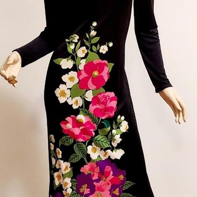 Vtg Rare Numbered 1970s Leonard de Cie Mxi dress Avenue de L'Opera Paris  Made in France