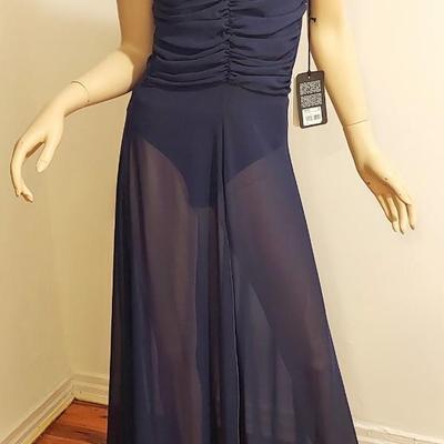 Rare NWT JIJIl Italy Maxi Chiffon Layering Strapless Dress  Gold Chain Neckline Body Suit Bodice