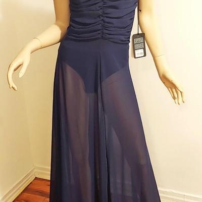 Rare NWT JIJIl Italy Maxi Chiffon Layering Strapless Dress  Gold Chain Neckline Body Suit Bodice