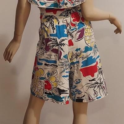 Vtg 1970s Cotton Romper Swim. Playsuit