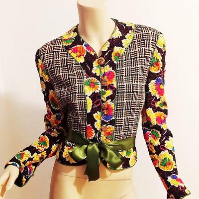 Vtg Carlisle 1960's Silk Floral Jacket /Ribbon British Colonies Hong Kong