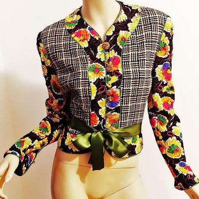 Vtg Carlisle 1960's Silk Floral Jacket /Ribbon British Colonies Hong Kong
