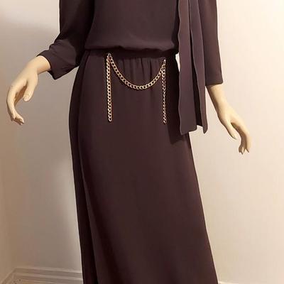 Haute Couture Marc Jacobs Silk Maxi Dress Gold Front Chain Front Tie Harrods London