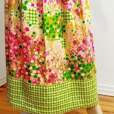 Vtg Prairie Maxi Quilted Dress Nardis Satin Kitten Bow Sash Circa 1960's