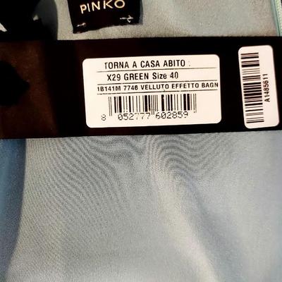 Pinko  Dress NWT Wrap Contrast Dress Aqua Crepe /Velour lame'  Rhinestone Shoulder Straps