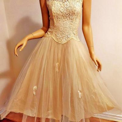 Lorie Deb 1950's  Full Sweep Tulle and Lace  MidiGown