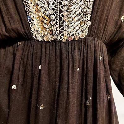 Boho Chic Silver embroidered Kaftan Maxi Dress