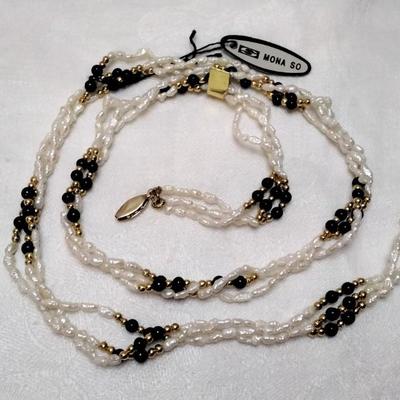 Mona So 28" Triple Strand Real FW Pearls