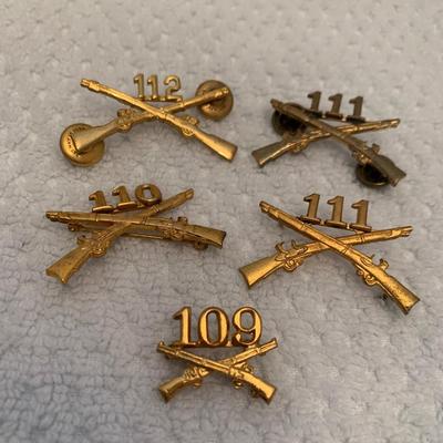 Vintage Military Pins Lot - 109 110 111 112th Infantry Eagles MP