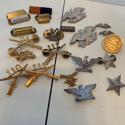 Vintage Military Pins Lot - 109 110 111 112th Infantry Eagles MP