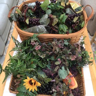 1084 Large Lot of Faux Greens & Garland
