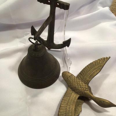 1083 Brass Goose Door Knocker & Nautical Bell