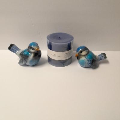 Two Goebel Germany blue birds with a Lakeside walk Scented candle