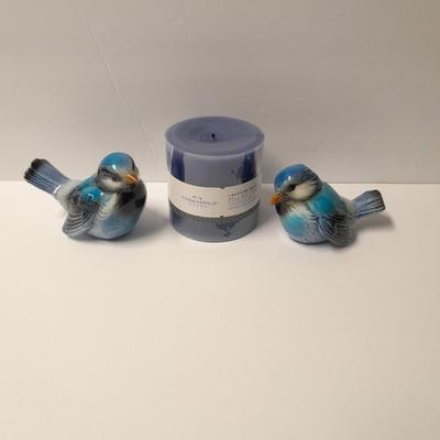 Two Goebel Germany blue birds with a Lakeside walk Scented candle