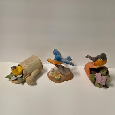 Whodunit? Spring Planting Garden themed Porcelain Bird figures
