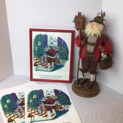 1038 Framed Santa Print & German Santa Claus
