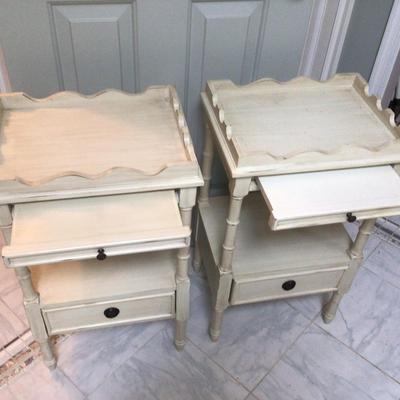 1019 White Washed Side Tables Pair