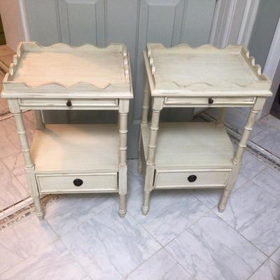 1019 White Washed Side Tables Pair